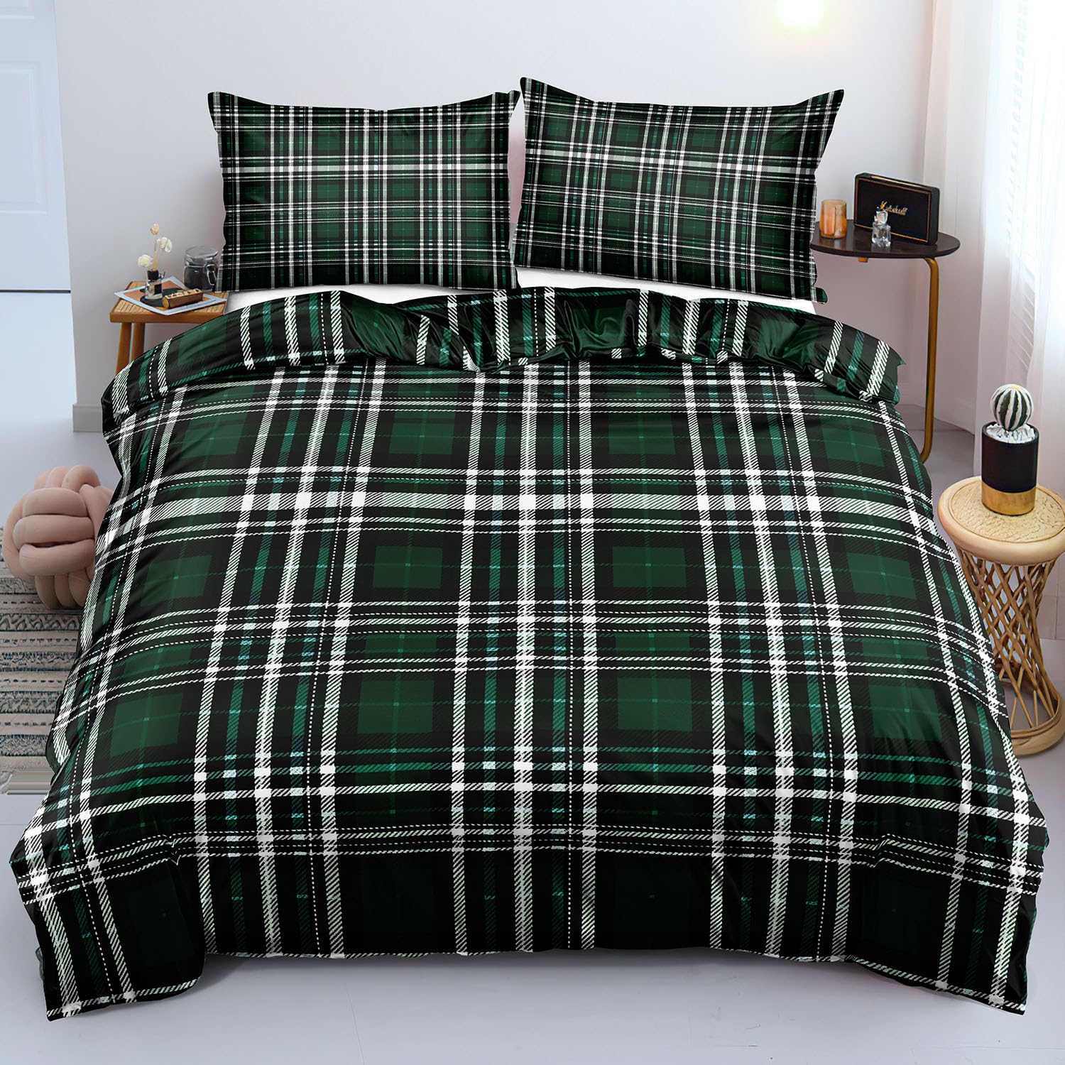 Parure de Lit 200x200 3 Pièces avec Housse de Couette Ultra Douce