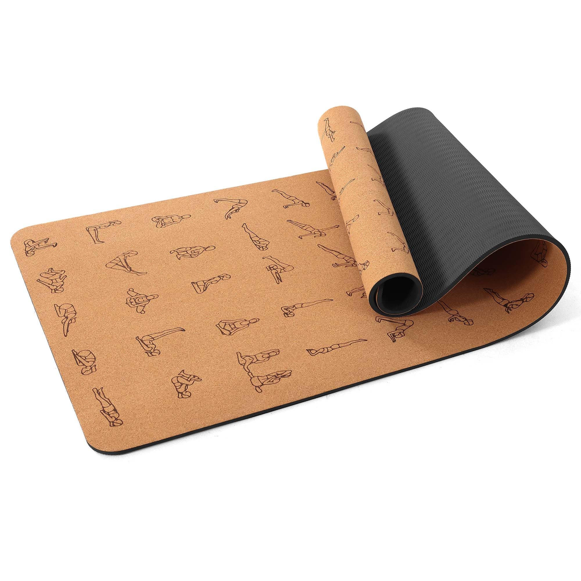 Tapete de yoga de corcho de alta calidad de 1/4 y 2/5 pulgadas de grosor, 72 x 26 pulgadas, corcho grueso y TPE, antideslizante, para mujeres y hombres, a prueba de sudor, ecológico, ideal para yoga