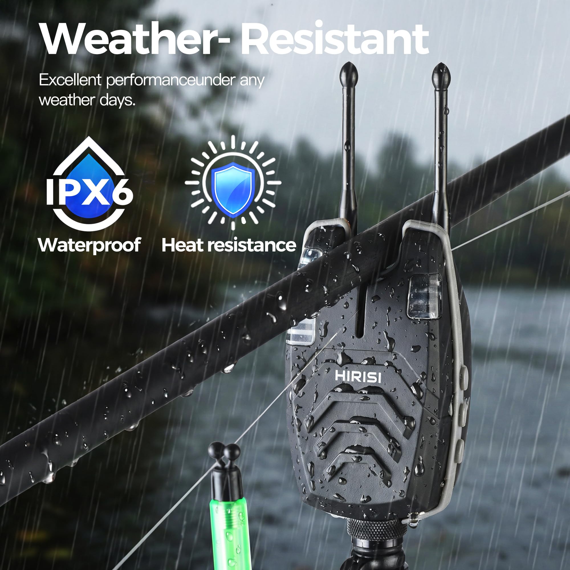 Hirisi Tackle Juego de alarma inalámbrica para pesca de carpa, 4 alarmas y 1 receptor, totalmente funcional, alarma de mordida con radio
