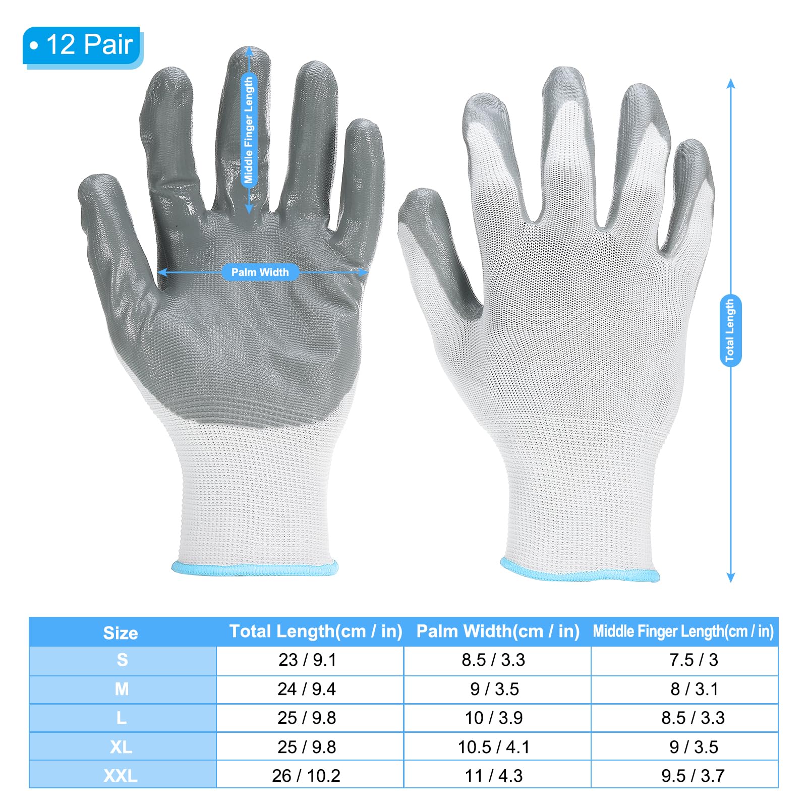 PATIKIL Safety Work Gloves Nitrile Coated - Image 2