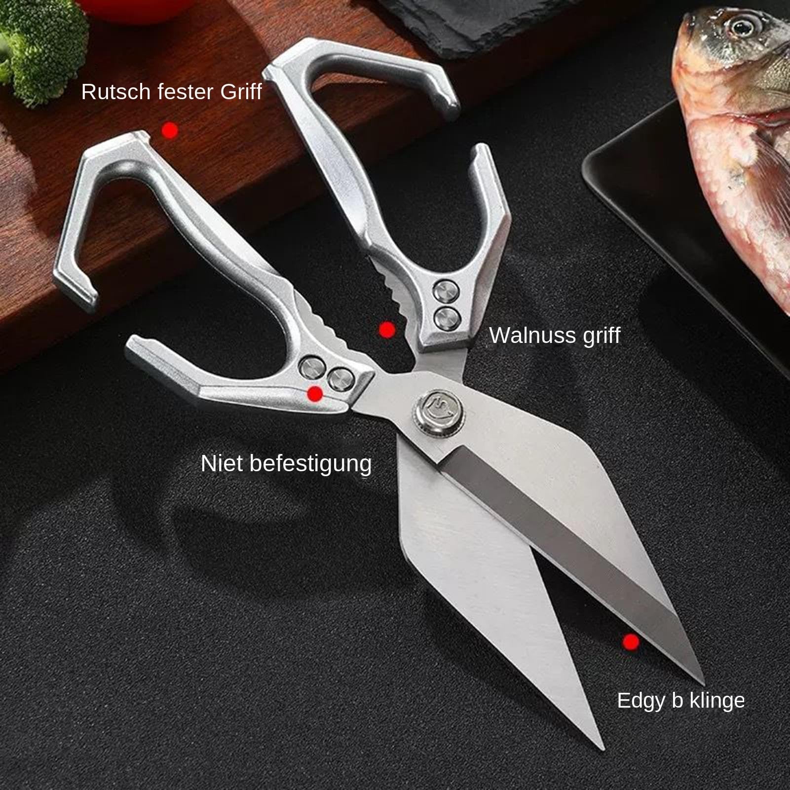 Tijeras de Cocina Abre Nueces Cortador Antideslizante Frutas Verduras Pato | Tijeras de Cocina de Acero Inoxidable para Carne para barbacoa camping pesca repostería picnic cocineros