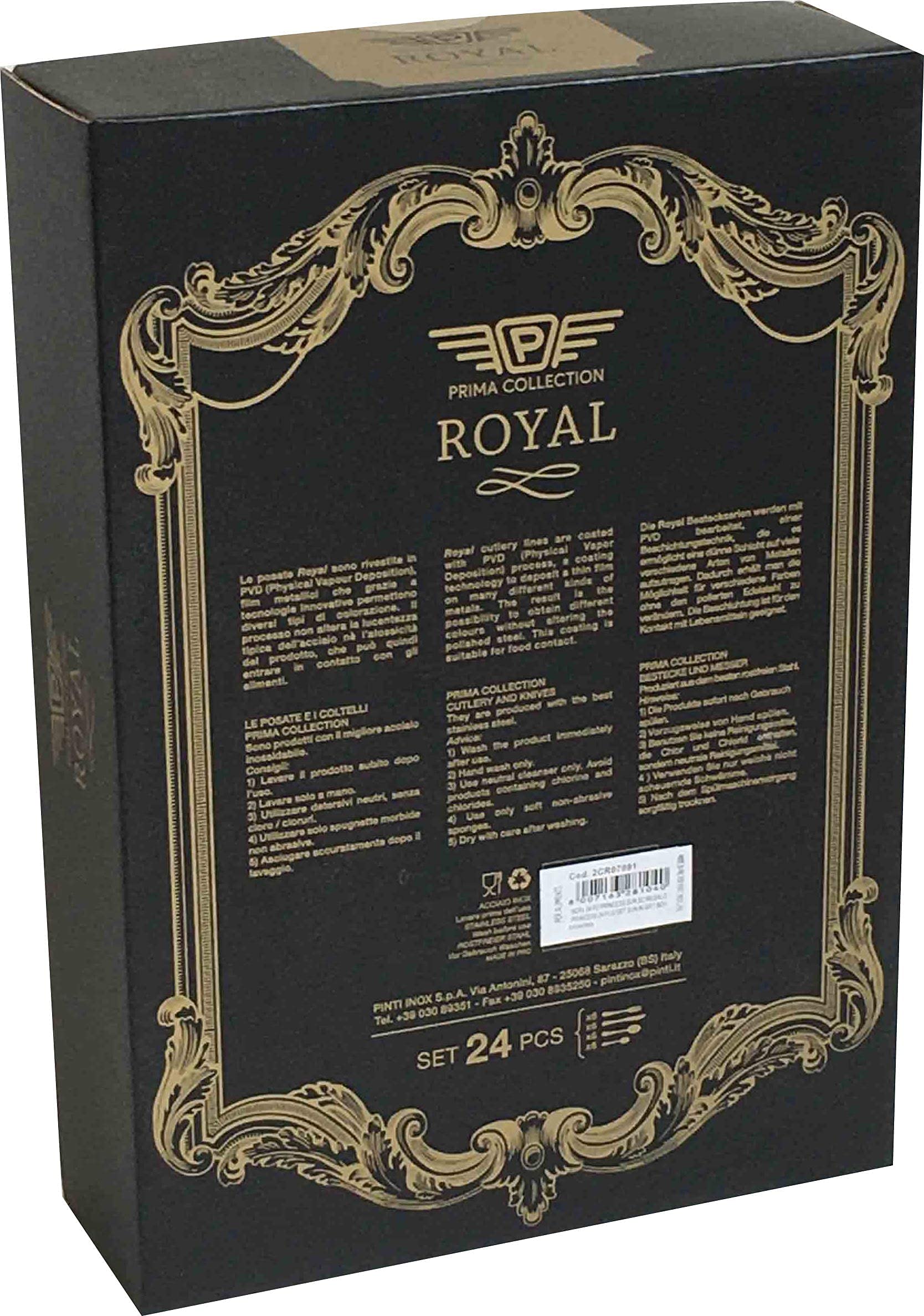 Juego de 24 cubiertos de la serie Princess Pintinox, acero inoxidable, color bronce, con caja de regalo (6 personas)