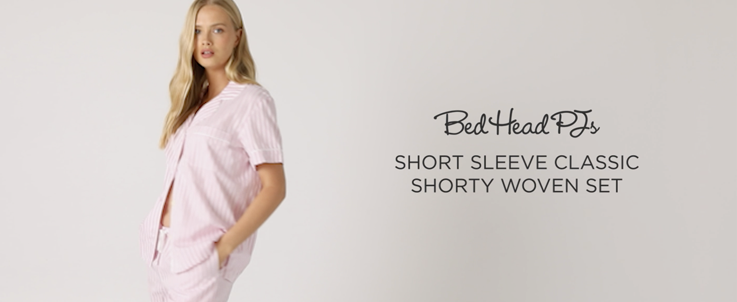 Bed Head PJs Women's Short Sleeve Woven Cotton Sateen Shorty