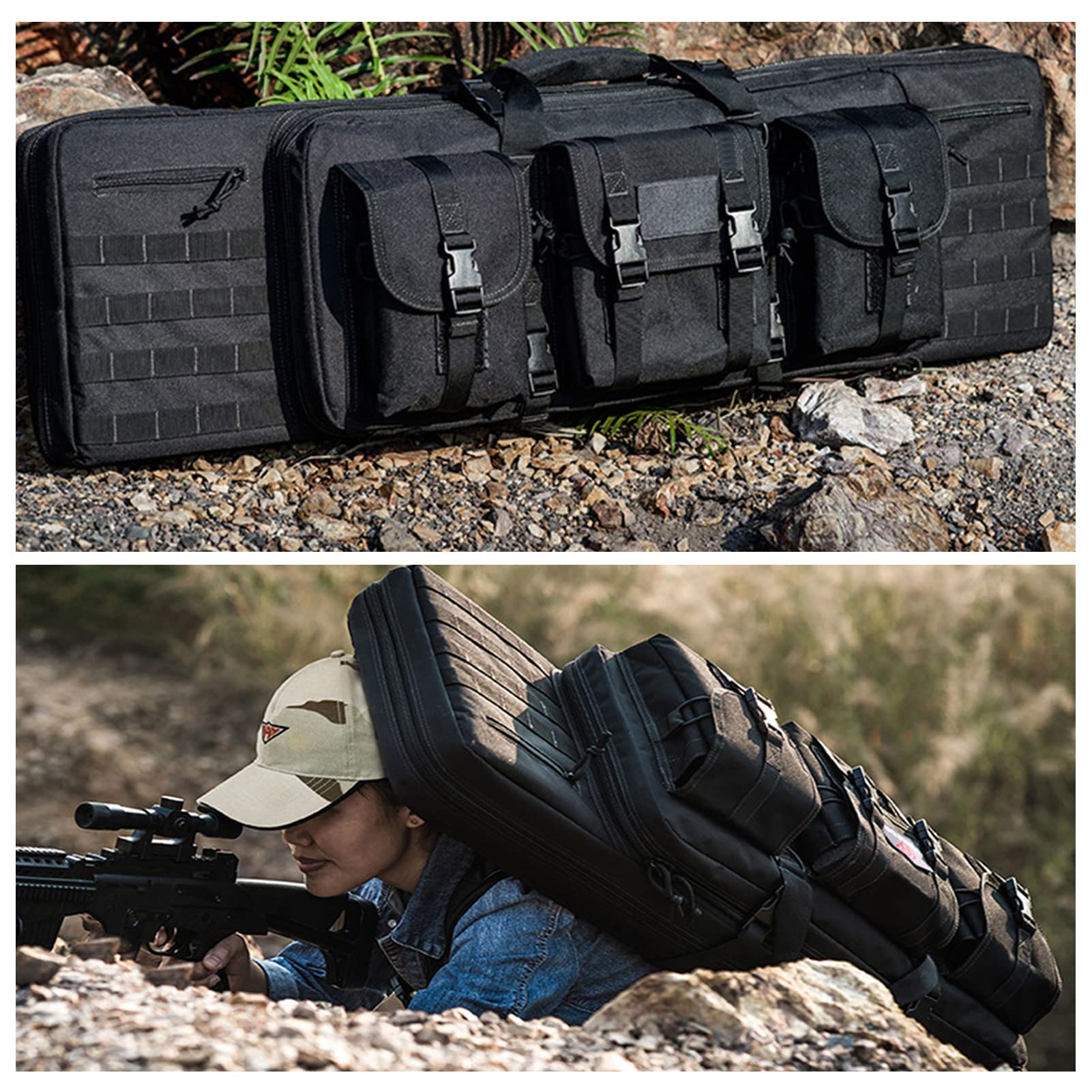 Funda para Armas Largas,Bolsa para Rifle con Cerradura,Funda para Transporte de Armas,Funda Mochila para Carabina, Escopeta de Airsoft con Correa para El Hombro para Caza Pesca