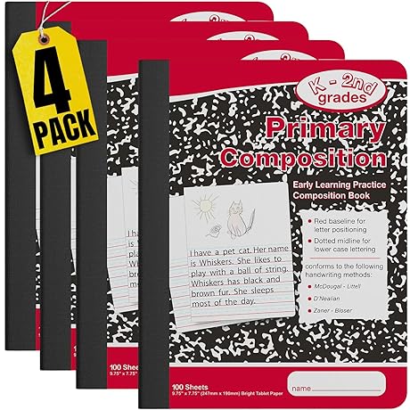 1InTheOffice Primary Journal Grades K-2, Composition Notebook for Kids