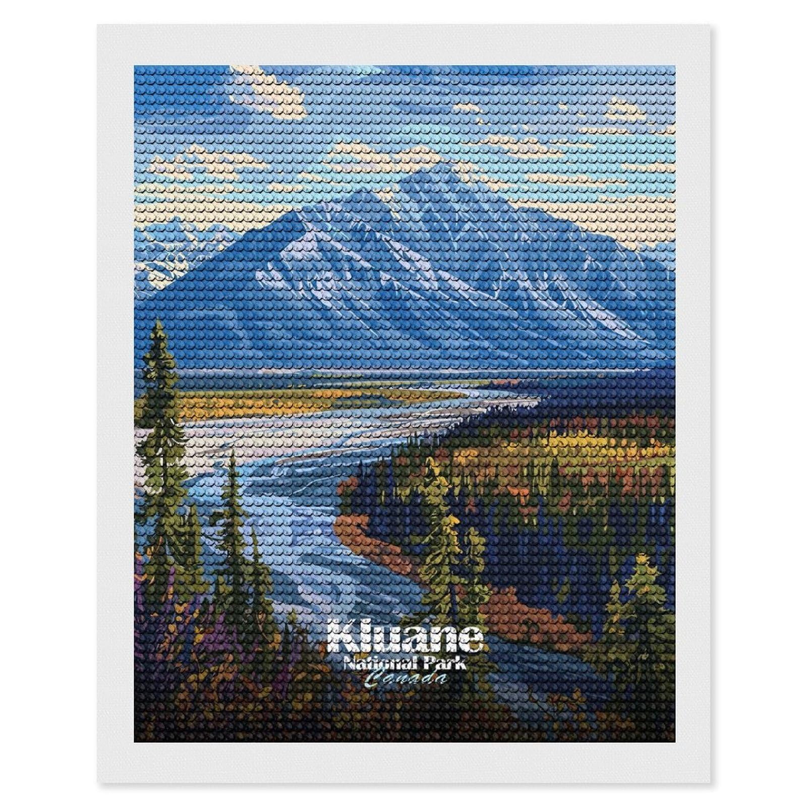 Junmoney Kluane National Park Canada Landscape Diamond Painting Canvas Set 16"x20", for Women, Mindful Craft Activity, Cosy Home Accent, Festive Craft Gift
