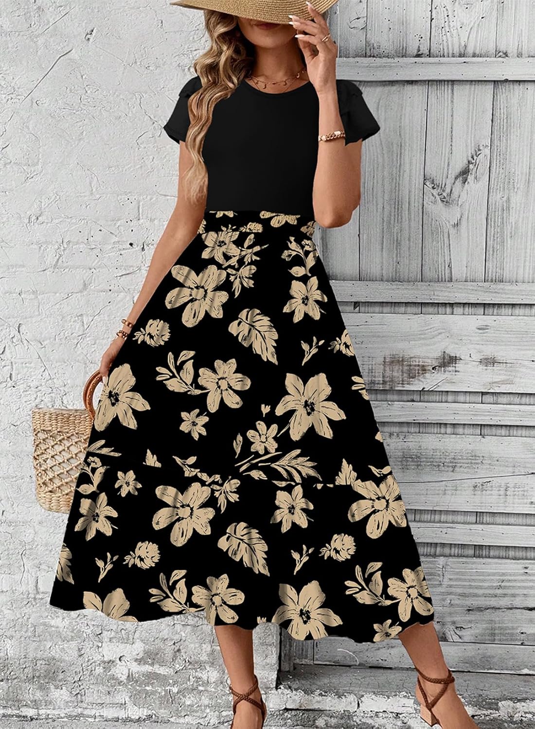 Dokotoo Summer Dresses for Women 2025 Maxi Dress Ruffle Dress with Sleeves Casual Long Dresses Floral Print Long Flowy Dresses A-Line Dress with Pockets - Image 2