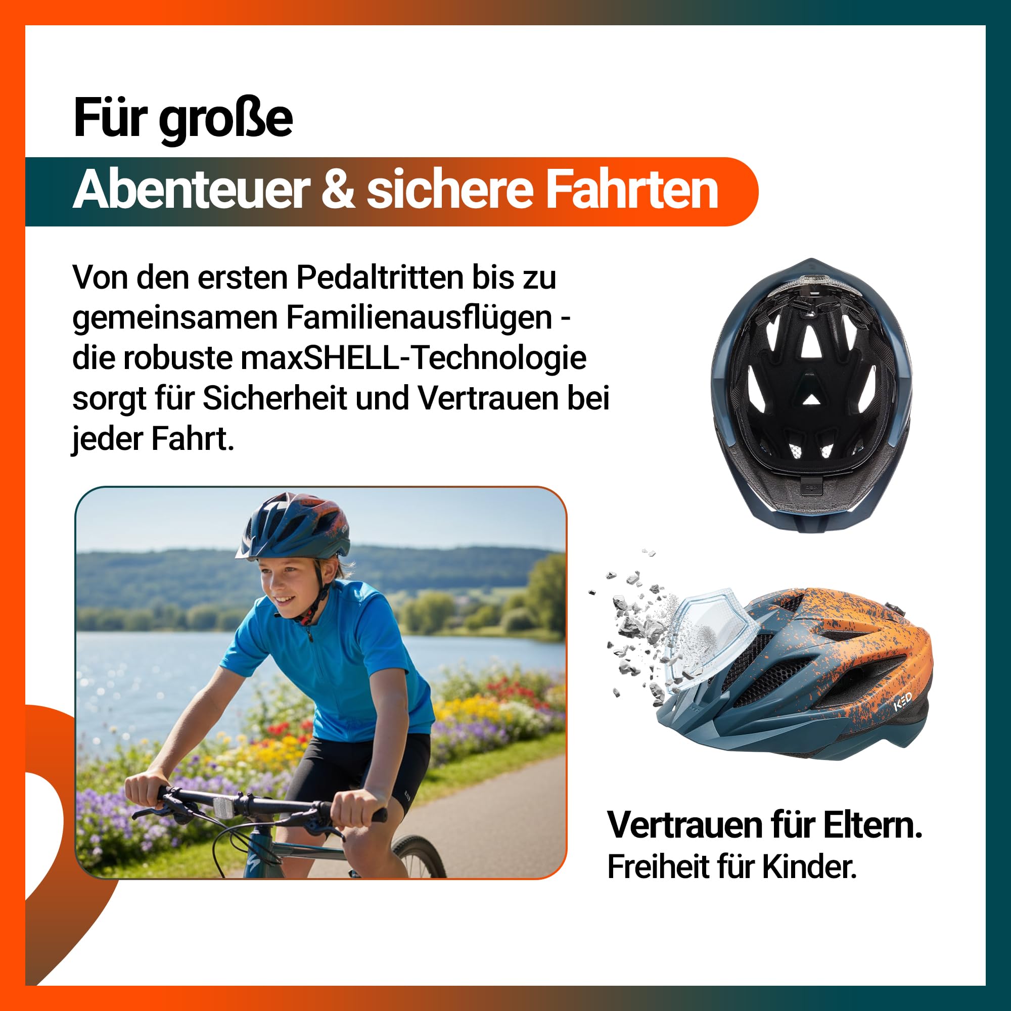 Street Jr Pro Kinder- und Jugend-Fahrradhelm mit LED Rücklicht, 300g, Made in Germany, Maxshell-Technologie, K-FIT Anpassung