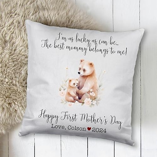 Miniatura 2 de Generic Bear, First Mother's Day Custom Pillowcase, Personalized Mother's Day Pillowcase, Gift for Mom, Home Decor, Square