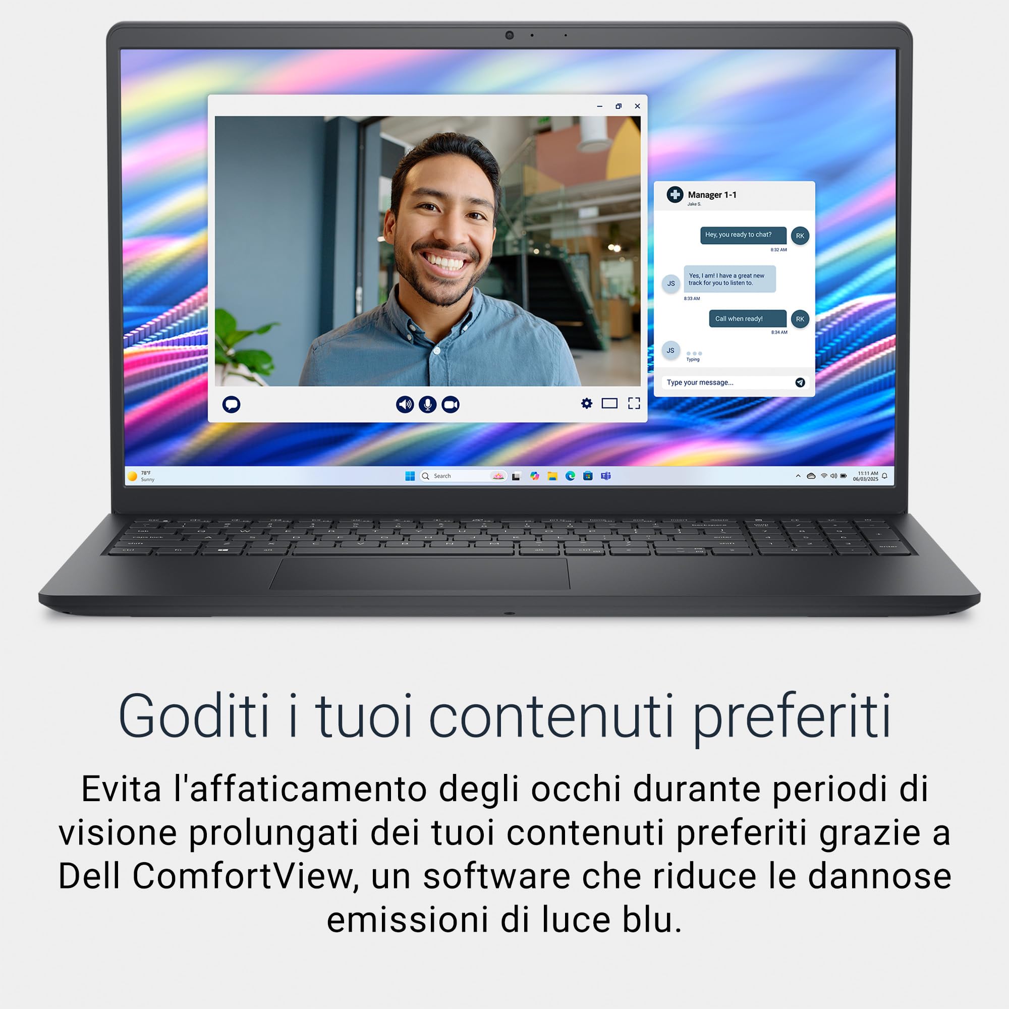 Dell 15 Laptop DC15250 15,6" FHD (1920 x 1080) 120Hz, Intel Core i5-1334U, Grafica Intel UHD, 16GB RAM, 512GB SSD, Windows 11 Home, Tastiera Italiana QWERTY – Nero Carbonio