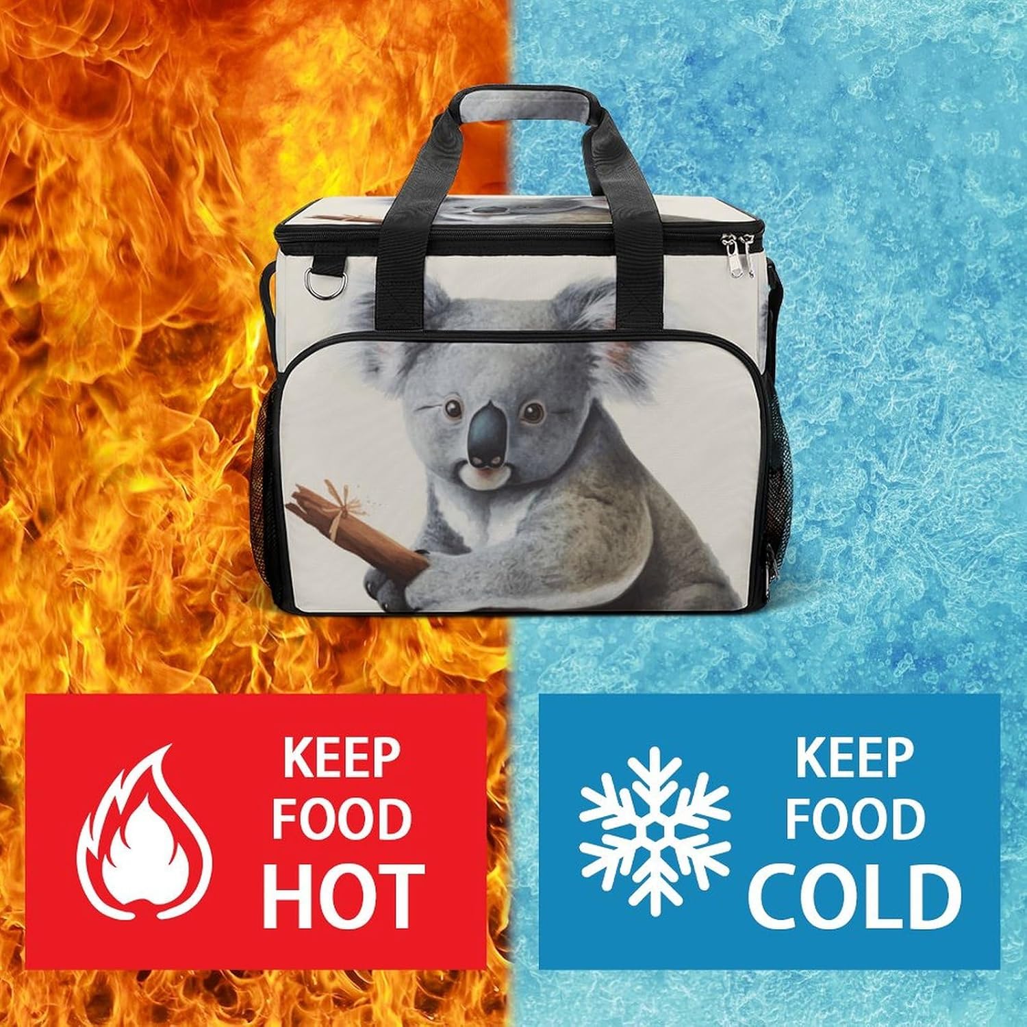 Cooler Bags Insulated for Travel, Koala and Butterfly Print Soft Cooler Bag,Insulated Lunch Bag for Camping/Beach/Outdoor/Picnic