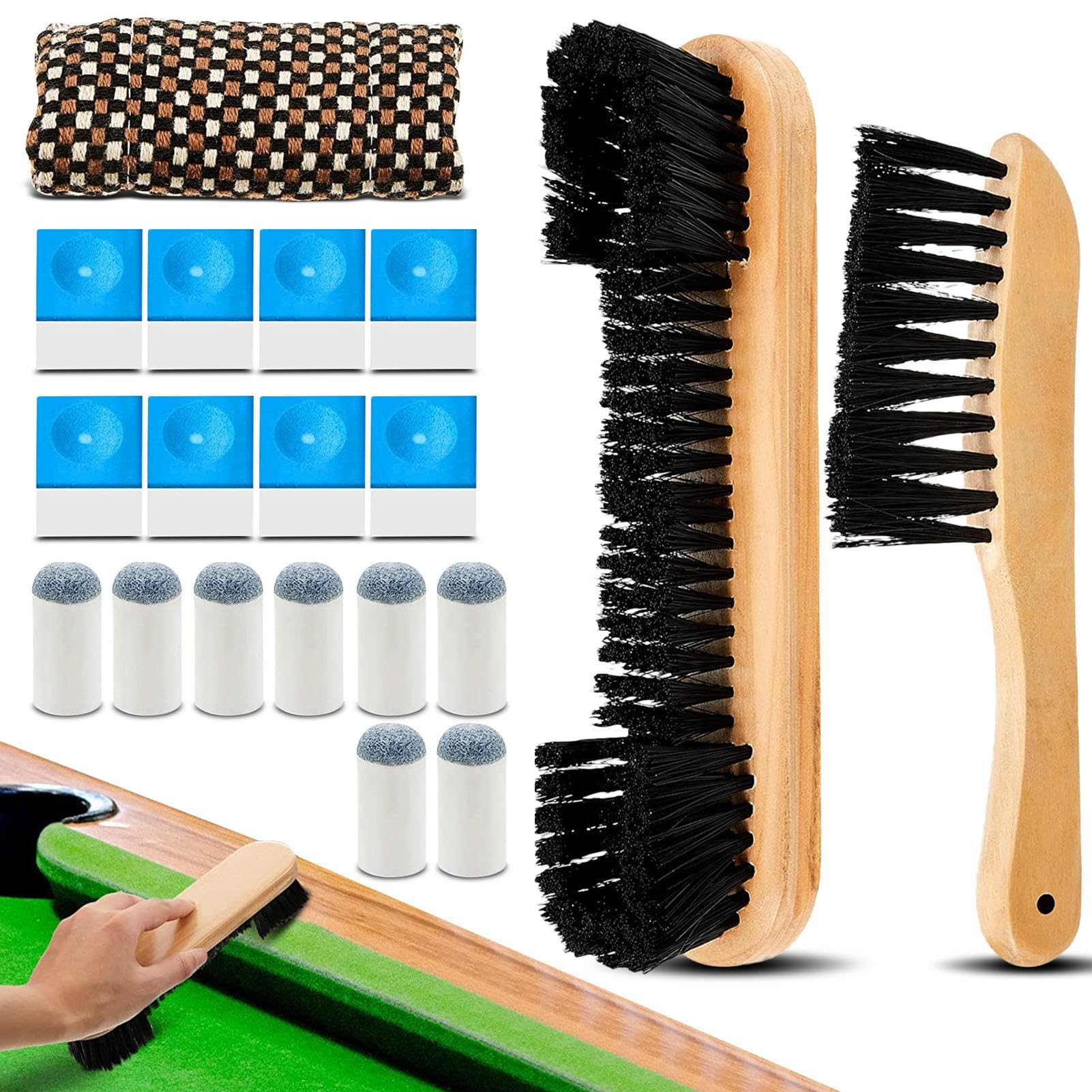 Billiards Table Brush | Pool Table Brush Cleaner Set Rail Brush Set,Complete Billiards Pool Cue Cleaner Sturdy and Durable for Billiards Lovers and Billiards Hall Hodfid