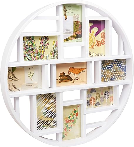Miniatura 7 de Umbra Luna - Marco de fotos para collage con capacidad para nueve fotos de 4 x 6 pulgadas, diámetro grande de 22 pulgadas, blanco