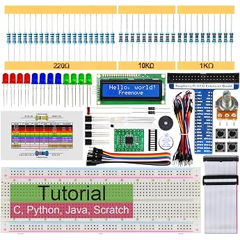 Freenove LCD Starter Kit for Raspberry Pi 5 4 B 3 Zero 2W (Not Included) | 5 sets of code Python, C, Java, Scratch processing