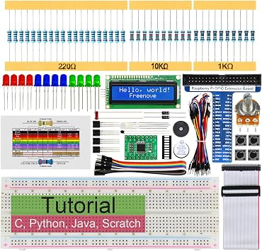 Freenove LCD Starter Kit for Raspberry Pi 5 4 B 3 Zero 2 W NOT Included | 5 Sets of Code Python C Java Scratch Processing, 535-Page Detailed Tutorial, 69 Example Projects, 151 Items