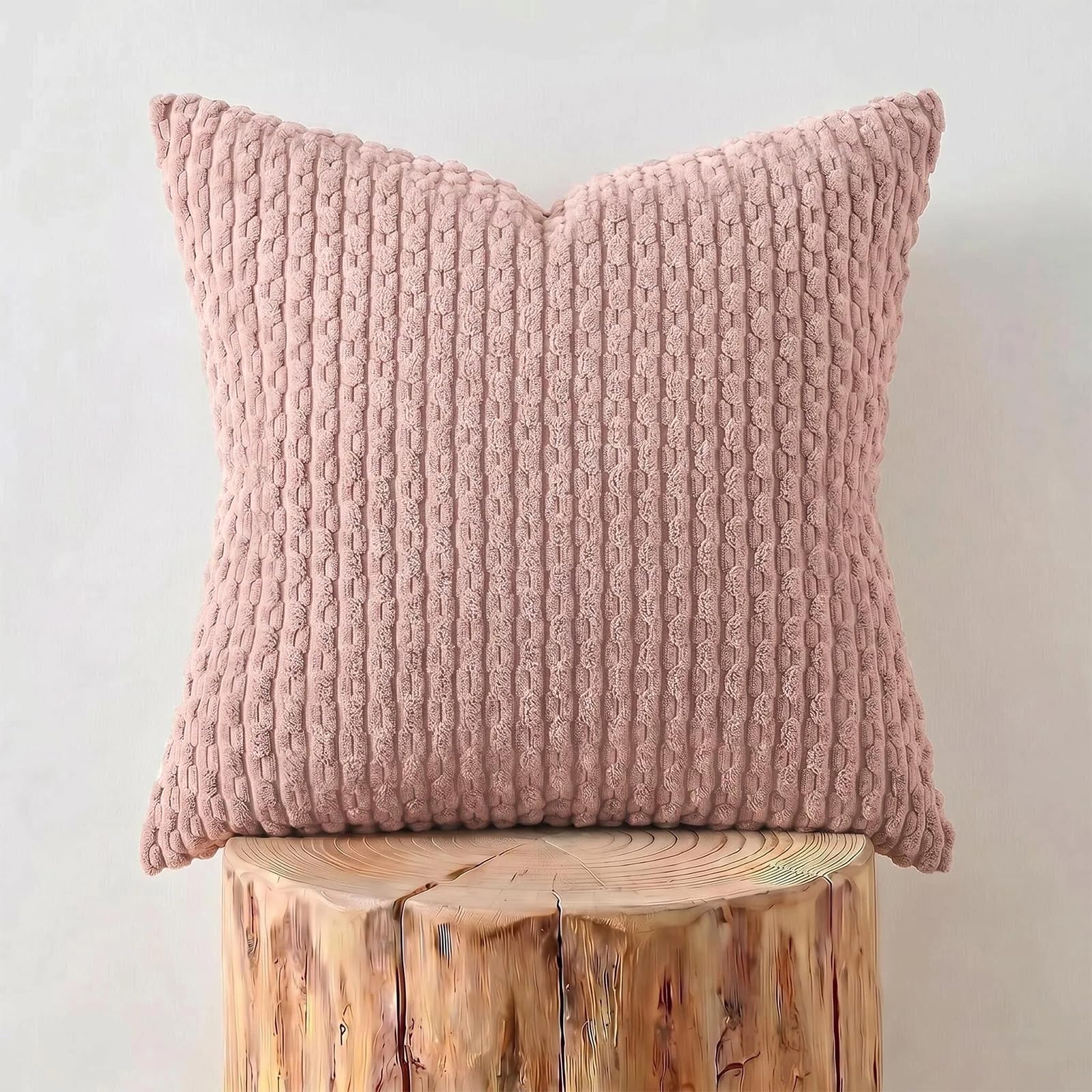 Fancy Homi Paquete de 2 fundas de almohada decorativas rosas de 26 x 26 pulgadas para sofá cama, sofá, decoración moderna de casa de campo, decoración bohemia para el hogar, funda de cojín de pana de
