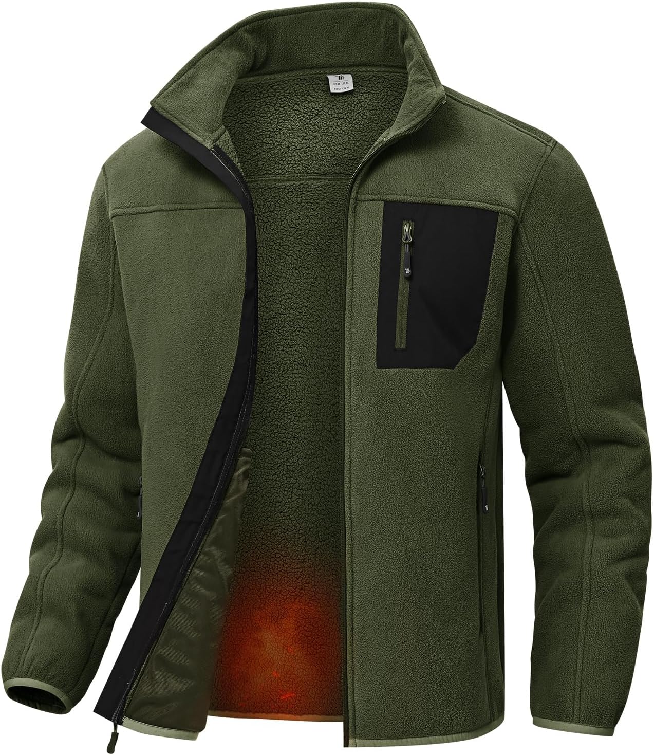 TBMPOY Men's Sherpa Lined Jacket Winter Fleece Jackets Full Zip Outdoor Hiking Casual Coat Soft Warm Outwear with 5 Pocket