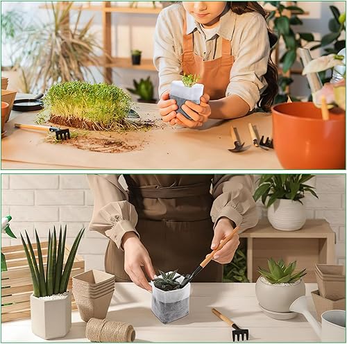 Miniatura 6 de Augshy Bolsas de cultivo para guardería, 200 bolsas no tejidas para vivero, bolsas de plantas para plantar vegetales, flores, árboles frutales,