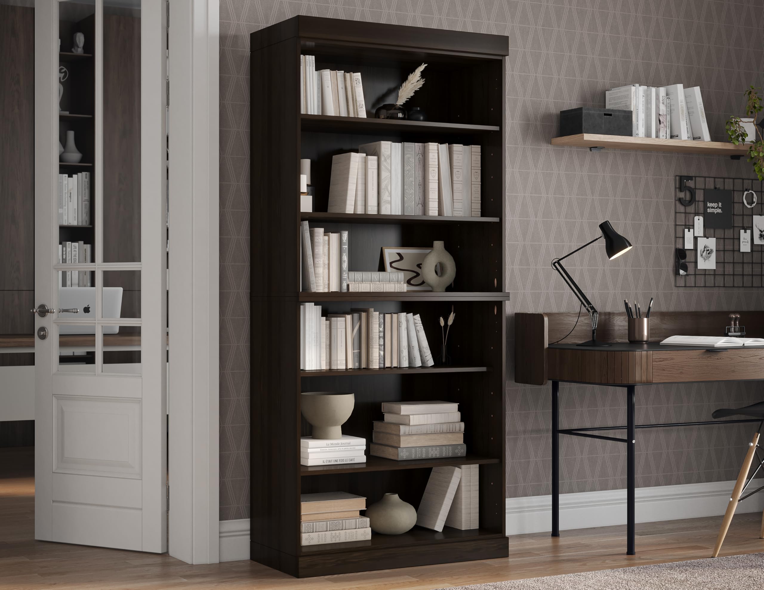 Palace Imports Solid Wood Bookcase - 6-Tier Floor Standing Bookshelf - 71.5" H x 32" W - Espresso, Tall Bookcase - 100% Eco-Friendly Wooden Storage Shelf for Living Room - Modular Cabinets