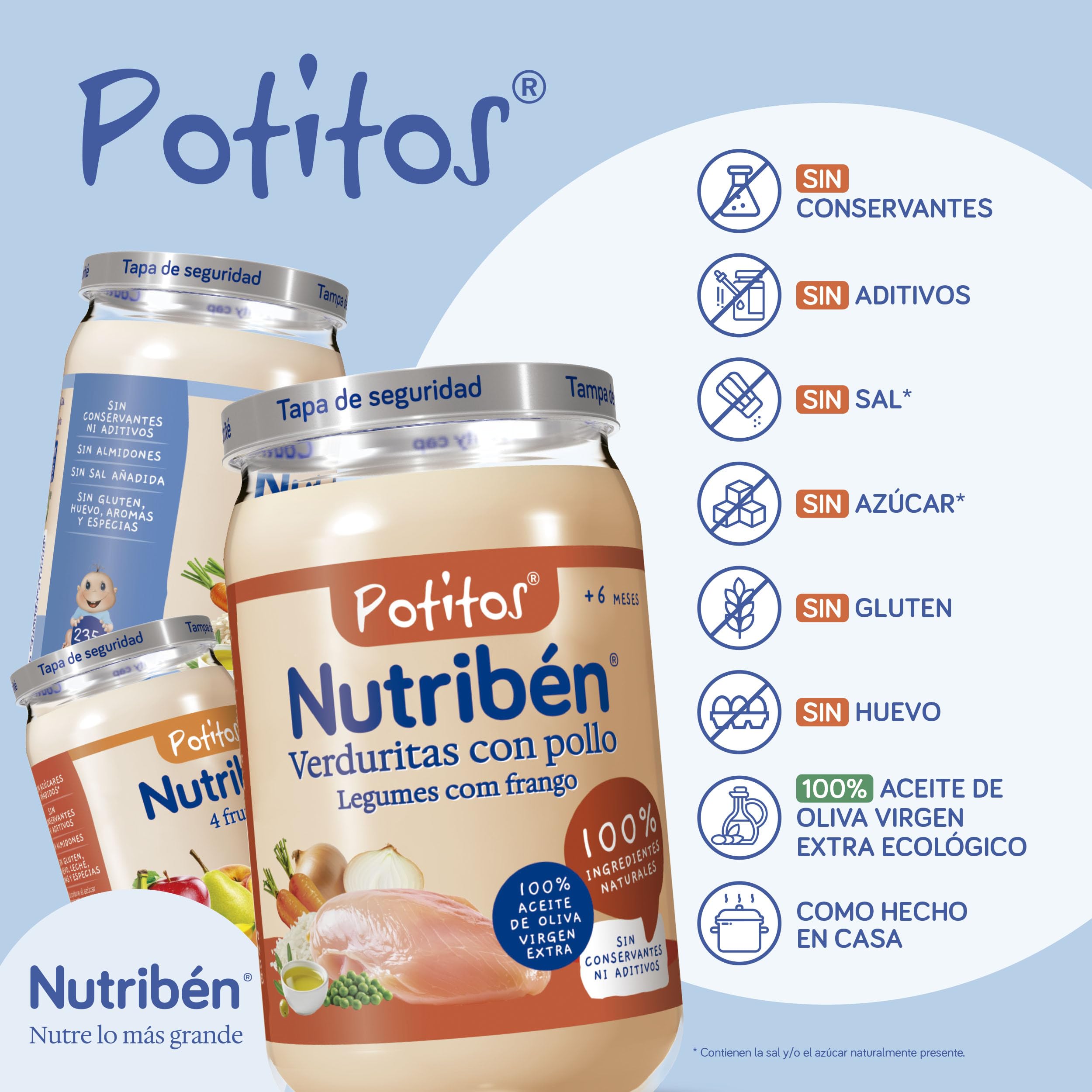 Nutribén Potitos Suprema De Merluza con Arroz, Desde los 6 Meses, Pack 6 x 235 gr