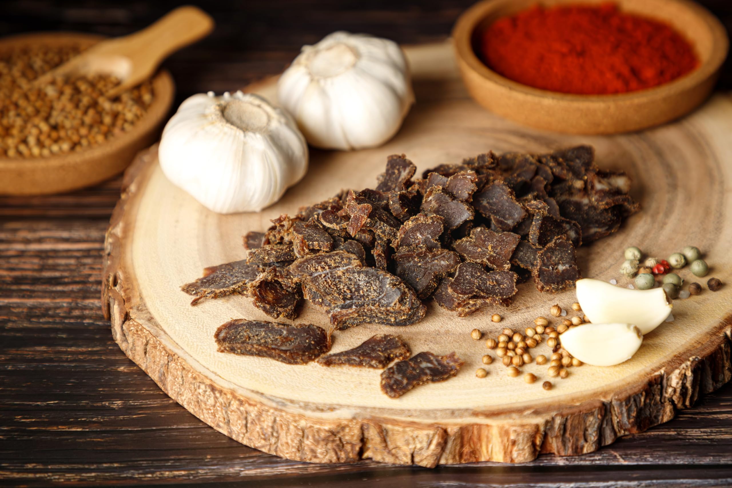 Craftsman Biltong Garlic Trockenfleisch | Beef Jerky Set aus Deutschland - Bayern | Ohne Zucker 100% Natürlich mit Knoblauch (5x 50g Garlic)