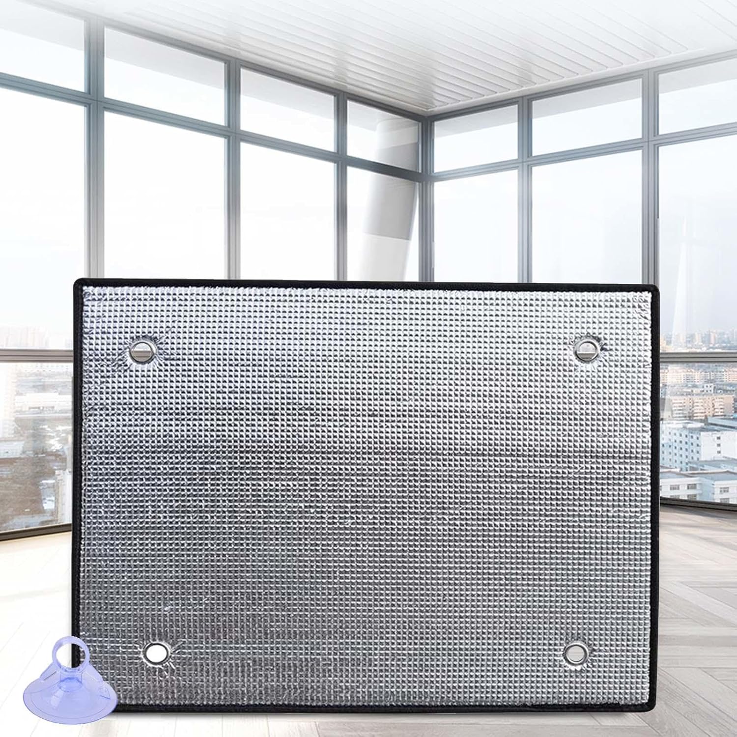 Total Blackout Sun Protection Window Film,Aluminized Film Insulation Film with Suction Cups,Reflective Privacy Film for Glass Windows,Heat Control Glass Window Sticker,WxH-150x250cm/59''x98''