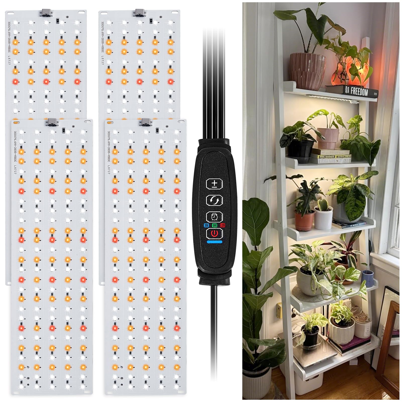 LED Grow Lights for Indoor Plants Full Spectrum 540 LEDs Plant Grow Lamp with Timer(3/9/12h) & 10 Brightness Levels for Seedlings, Flower Growing Greenhouse, Hydroponics Veg Gardeners 4-Pack