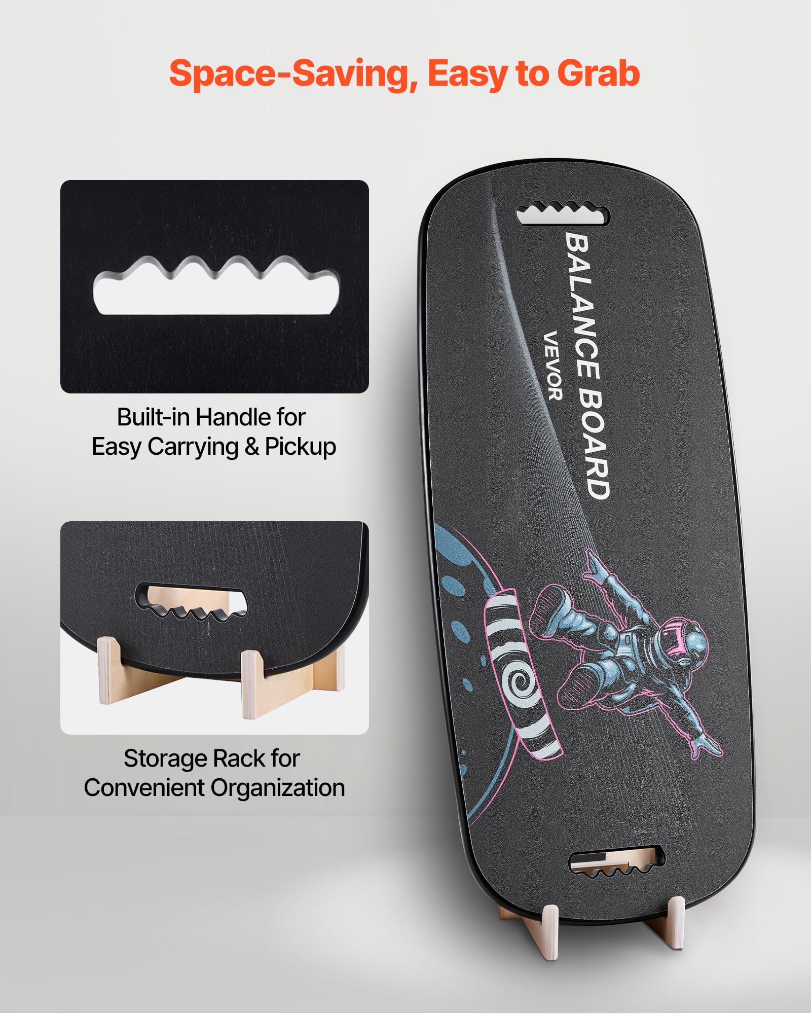 VEVOR Balance Board Holz Set für Erwachsene (89 cm), Wackelbrett bis 200 kg Belastbar, inkl. Rolle, Magnetstoppern & Ablage, Gleichgewichtstrainer für Surf- & Core-Training, Physiotherapie, Schwarz