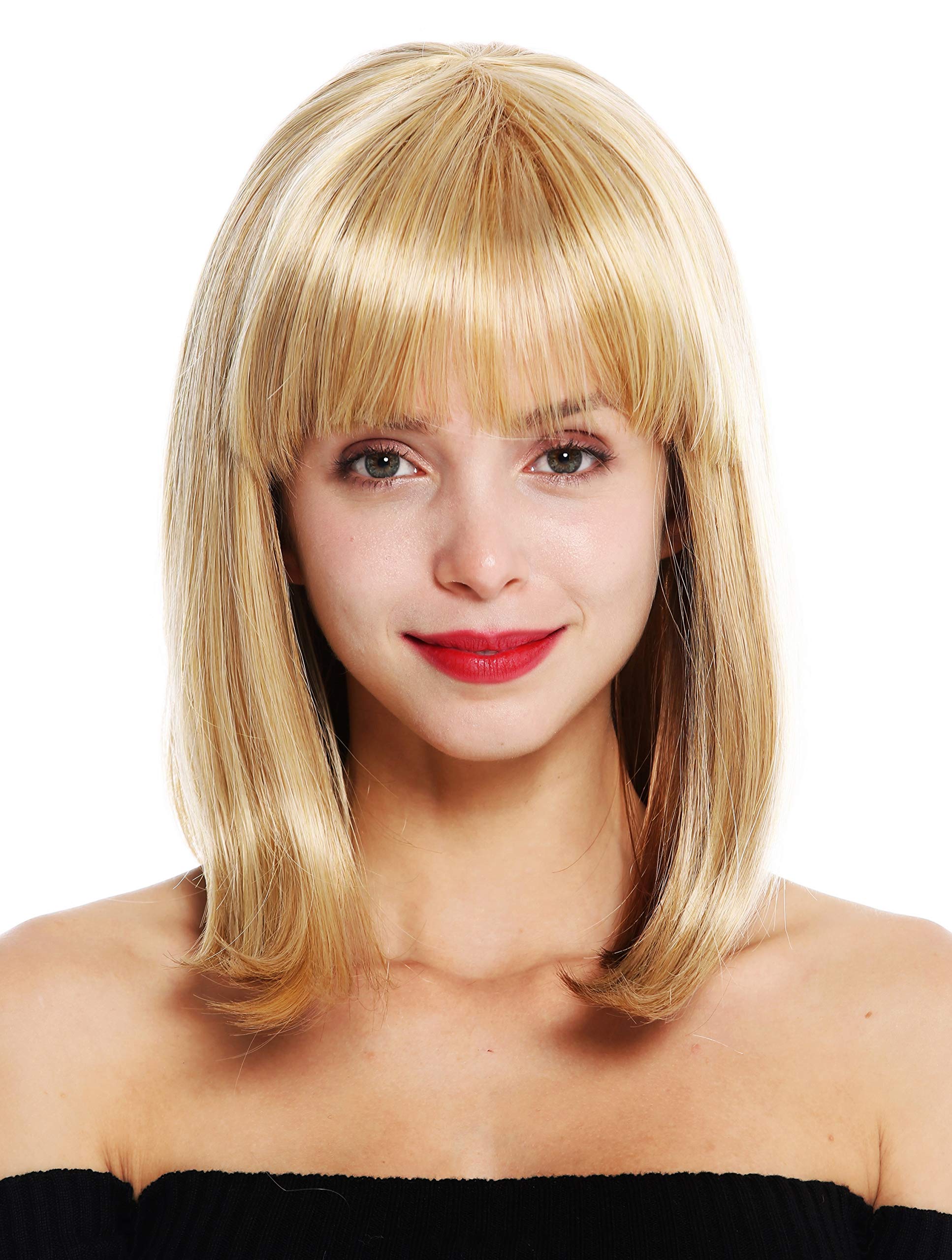 WIG ME UP - VK-1-660H quality women's wig short shoulder length long bob fringe sleek blonde light blonde mix - Image 2