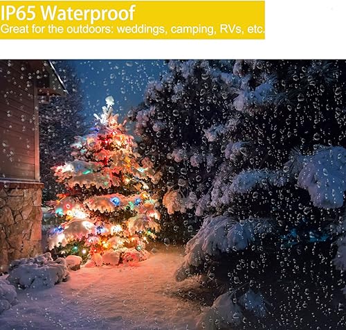 Miniatura 3 de Guirnalda de luces de Navidad, 120 luces LED a pilas, 42 pies, IP65, impermeable, para exteriores, con temporizador, 8 modos para dormitorio,