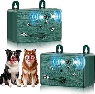2-Pack Dog Bark Deterrent Devices, Bark Box Stop Neighbors Dog Barks | Ultrasonic Bark Deterrent Device with 3 Modes Long Range 50 Ft, Behavior Corrector for Indoor & Outdoor Use