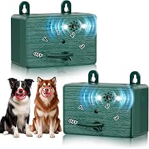 2-Pack Dog Bark Deterrent Devices, Anti Barking Device for Dogs, Battery Powered Bark Control Device for Indoor Outdoor Use, Humane Dog Training Tool to Stop Barking, Chewing & Bad BehaviorGreen
