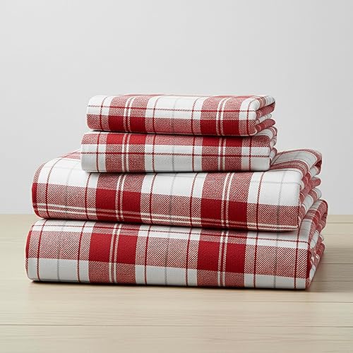 Mellanni - Juego de sábanas de franela de lujo, 4 piezas, algodón 100% orgánico pesado de 6.35 ozm, ligeras, acogedoras, de fácil cuidado, esquinas