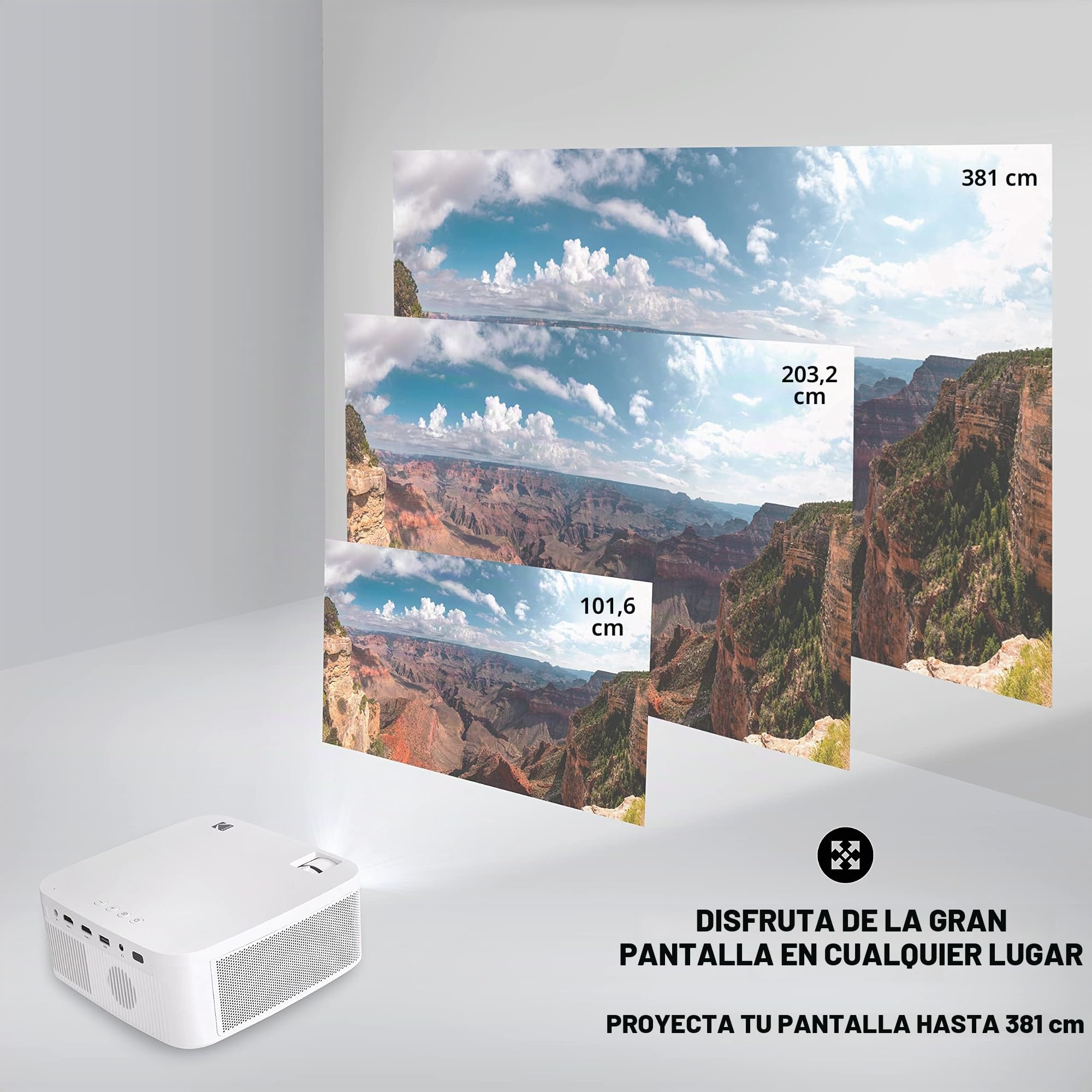KODAK Kit de proyector Multimedia FLIK X10 Full HD, Mini Sistema de Cine en casa portátil Compacto de 1080p con Pantalla de proyección de 100, Control Remoto