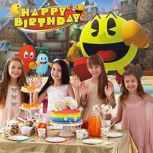 Miniatura 4 de Cartel de decoración de cumpleaños de juego de comer, decoración de fiesta de juego de comer, telón de fondo para niños, pancarta de feliz