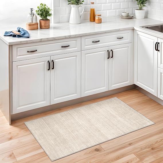 2x3 Rug Non Slip, Small Washable Entryway Rug Indoor Doormat Beige | Soft Low Pile, Thin & Lighweight Carpet, Folable Stain Resistant Modern Indoor Floor Mat for Living Room, Bedroom, Kitchen