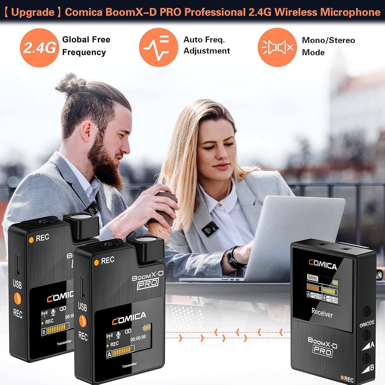 COMICA BoomX-D2 PRO Wireless Lavalier Microphone for iPhone Android Camera PC, Lapel Mic with 16GB Storage, Safety Audio Track, Noise Cancellation, Lav Mic for YouTube TikTok Video Recording - Image 2