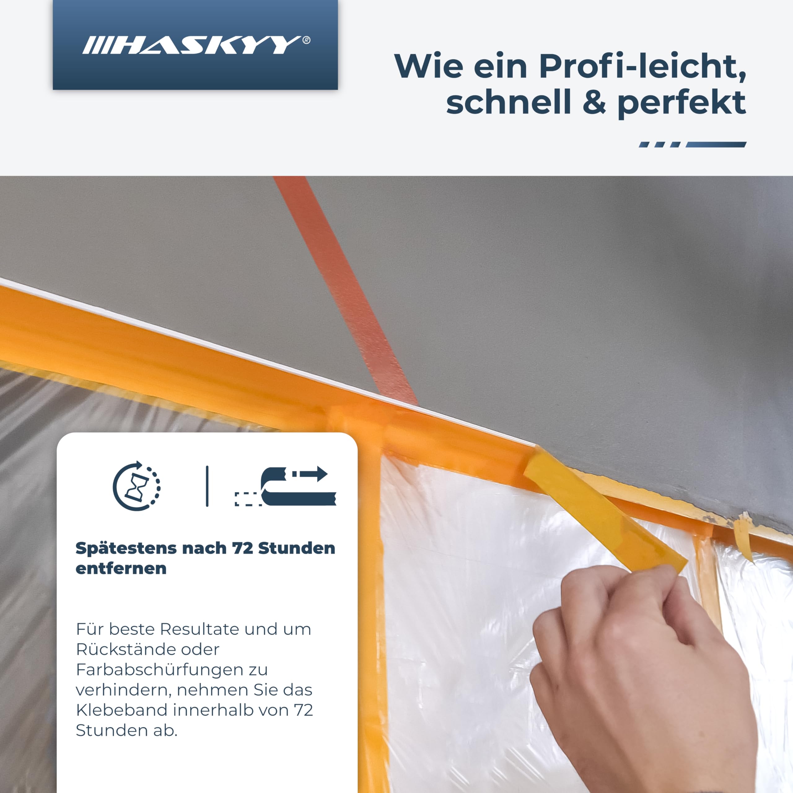 HASKYY Cinta de Pintor 30mm x 50m - 50 rollos de cinta de carrocero pintura, masking tape - Enmascarar Paredes de Precisión Cinta Adhesiva no Deja Residuos