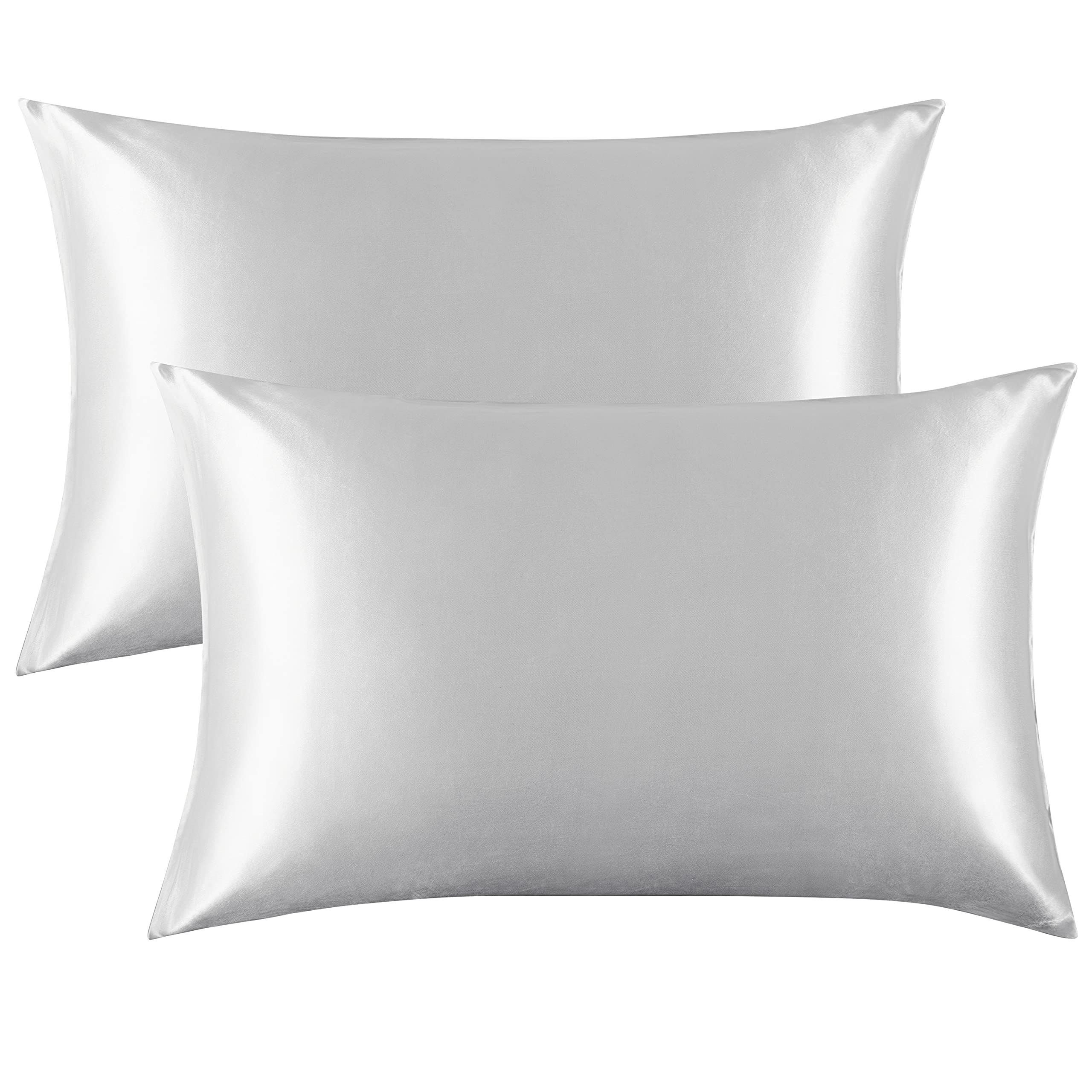 FLXXIE 2 Pack 14 x 20 Inch Satin Toddler Pillowcases, Silver Grey