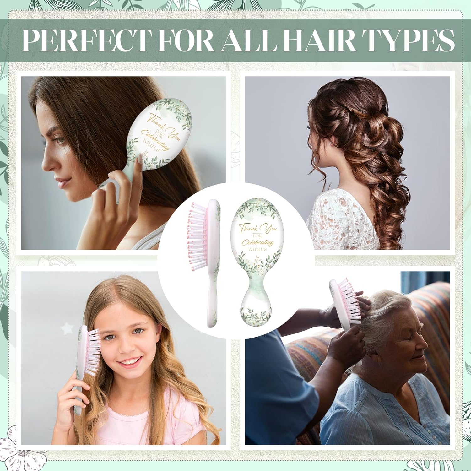 Meanplan ミニトラベルヘアデタングラーブラシセット ブライズメイド プロポーズ ギフト かわいいパーティーアクセサリー ブラ