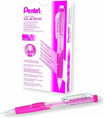 Miniatura 2 de Lápiz automático Pentel Twist Erase Click con 2 borradores de repuesto y minas, 0.01 pulgadas, barriles surtidos, Rosado Paquete de 212