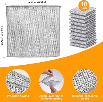 Multifunctional Non-Scratch Wire Dishcloth - 2025 New Steel Wire Dish Towel for Wet and Dry Wire Dishcloth for Dishes Sinks Counters Tops of Stoves(25X25CM)