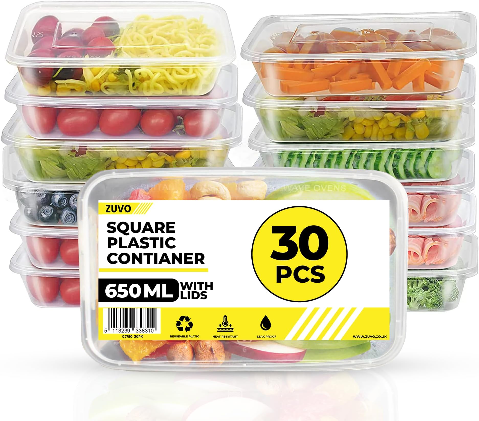 HK Online 5 X BPA Free Plastic Takeaway CONTAINERS & Lids -PK5 To PK 200 Meal Prep Boxes, Home, Pub, Catering Kitchens, 500ml, 650ml, Reuseable