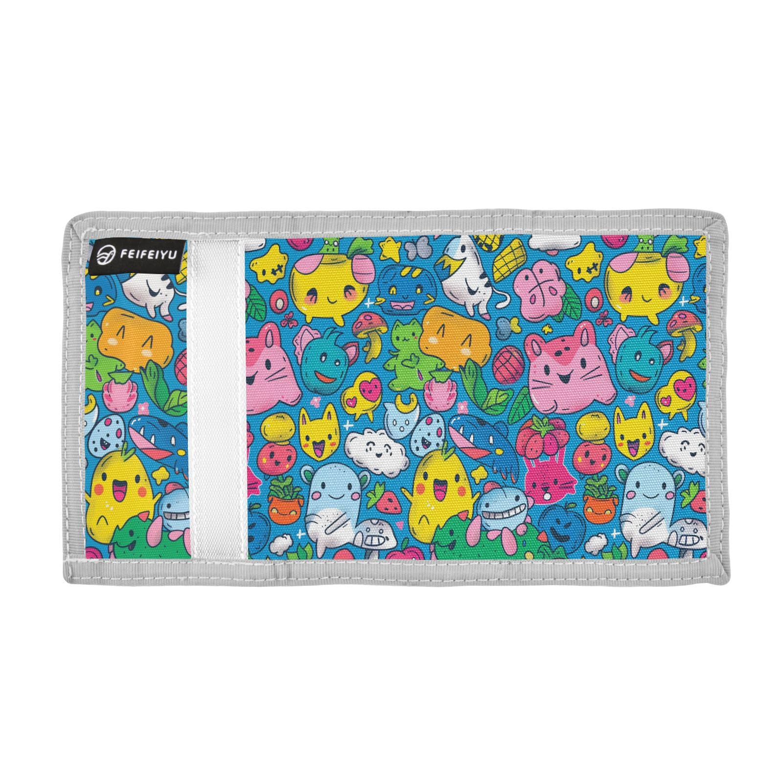 Yoogain Cartoon Funny Animals Colorful fold wallets gifts for young simple slim wallets with lanyard