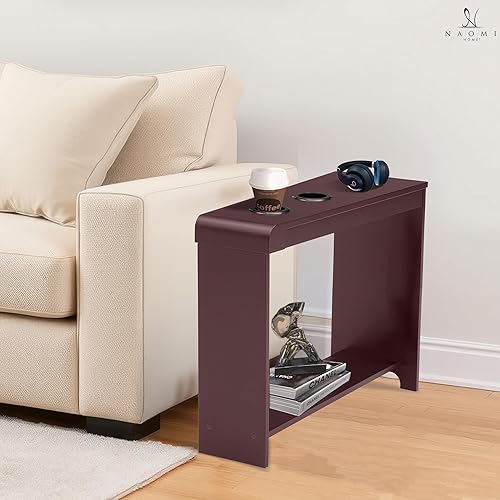 Miniatura 11 de Jade - Mesita de noche moderna con estación de carga, mesa auxiliar con puertos USB y tomas de corriente, mesa auxiliar estrecha para dormitorio y