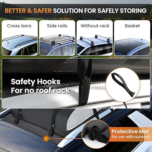 Miniatura 6 de Sailnovo Bolsa de techo para techo de automóvil, 21 cubos, bolsa de techo impermeable para la mayoría de vehículos consin portaequipajes con correa,