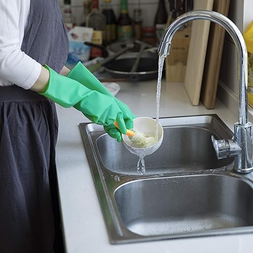 Miniatura 2 de GAYISIC Guantes de limpieza de cocina reutilizables sin látex, diseño antideslizante, guantes resistentes para lavar platos, 2 pares