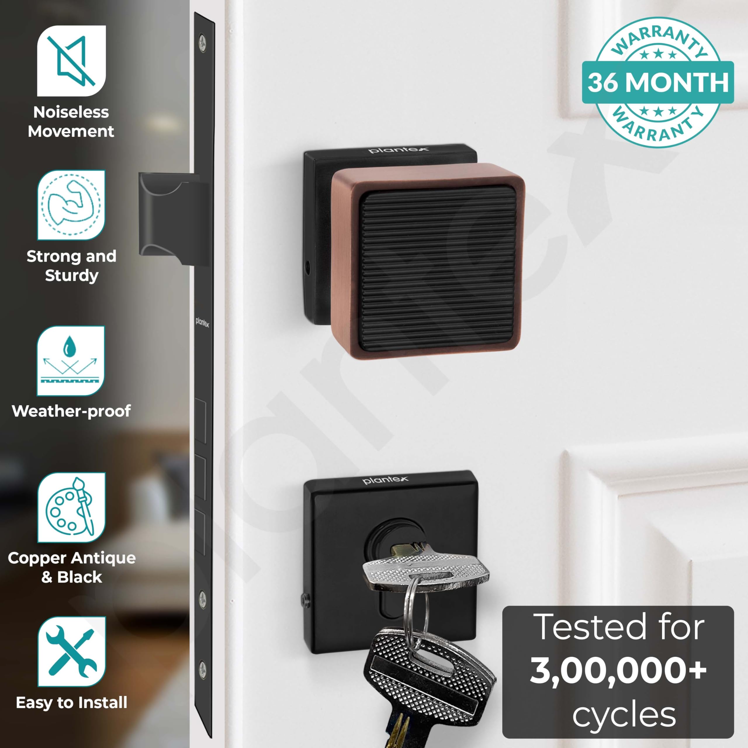 Plantex Mortise Knob - Secure & Stylish Door Lock -2