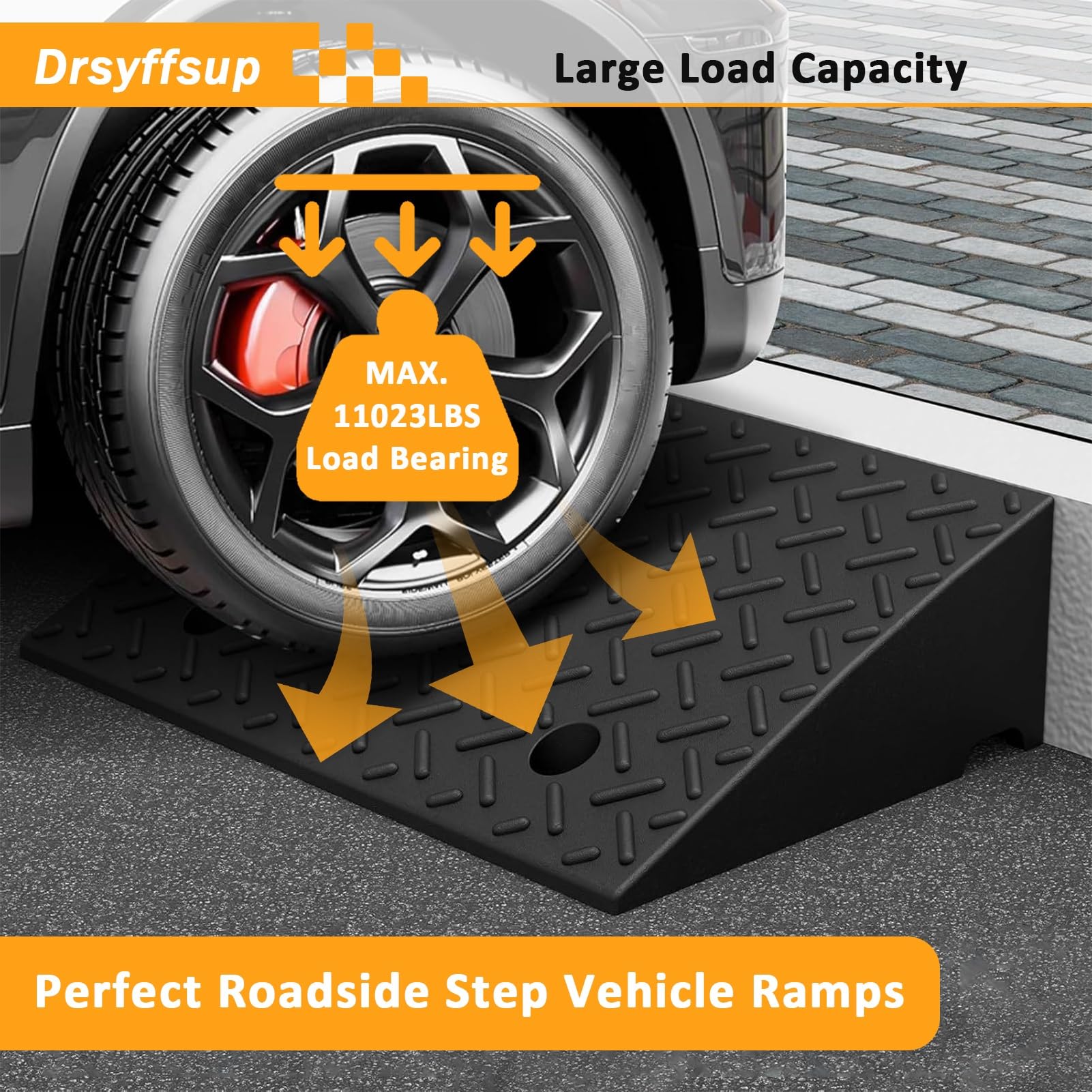 Rampas de Goma para bordillos de 14-19 cm de Altura, rampa de umbral para sillas de Ruedas, Coches, rampa de bordillo Reforzada para Entrada de vehículos/Scooter de Movilidad/puert