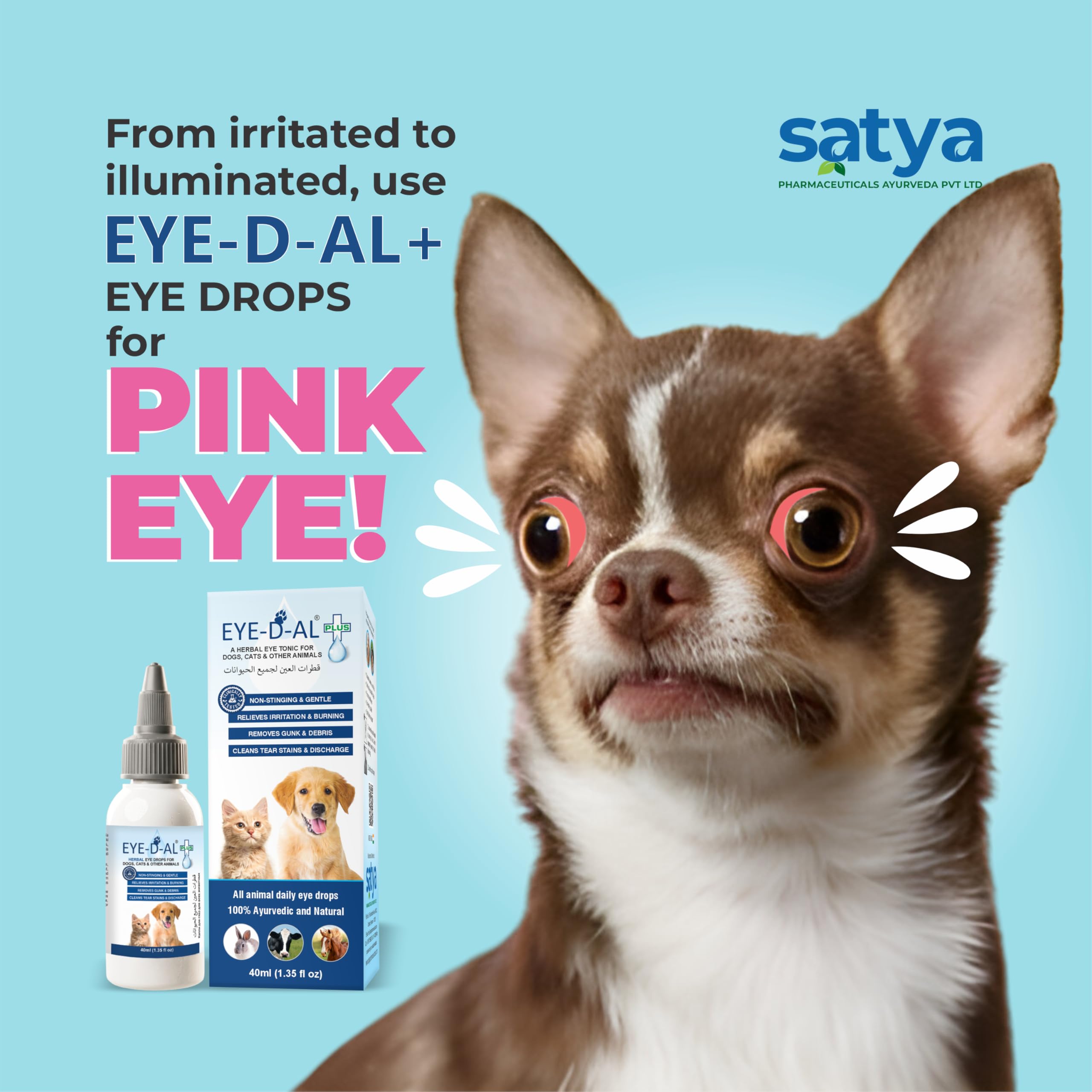 EYE-D-AL+ Herbal Eye Drops/Wash for Dogs Cats and Other Animals (Pack of 1) 4